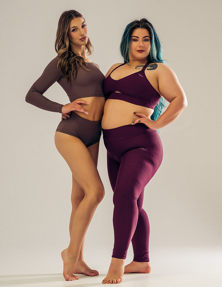 Adriana mid-rise full-length yoga leggings – plum