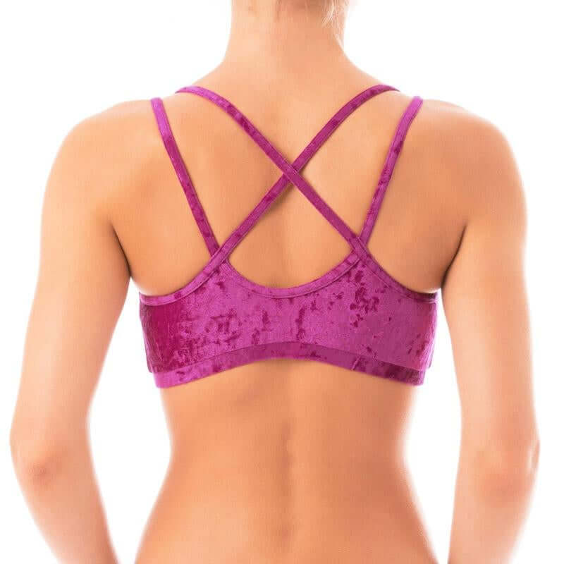 Velvet sports bra Nicole | Sports bra | Color: bronze velvet | Women's sports bra | Dragonfly Pole Dance Clothes and Bikram Hot Yoga Outfit