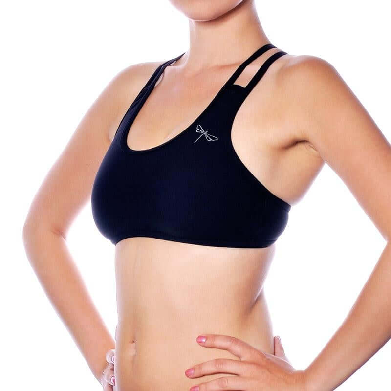 Double shoulder straps sports bra | Sports bra | Color: yellow | Women's sports bra | Dragonfly Pole Dance Clothes and Bikram Hot Yoga Outfit