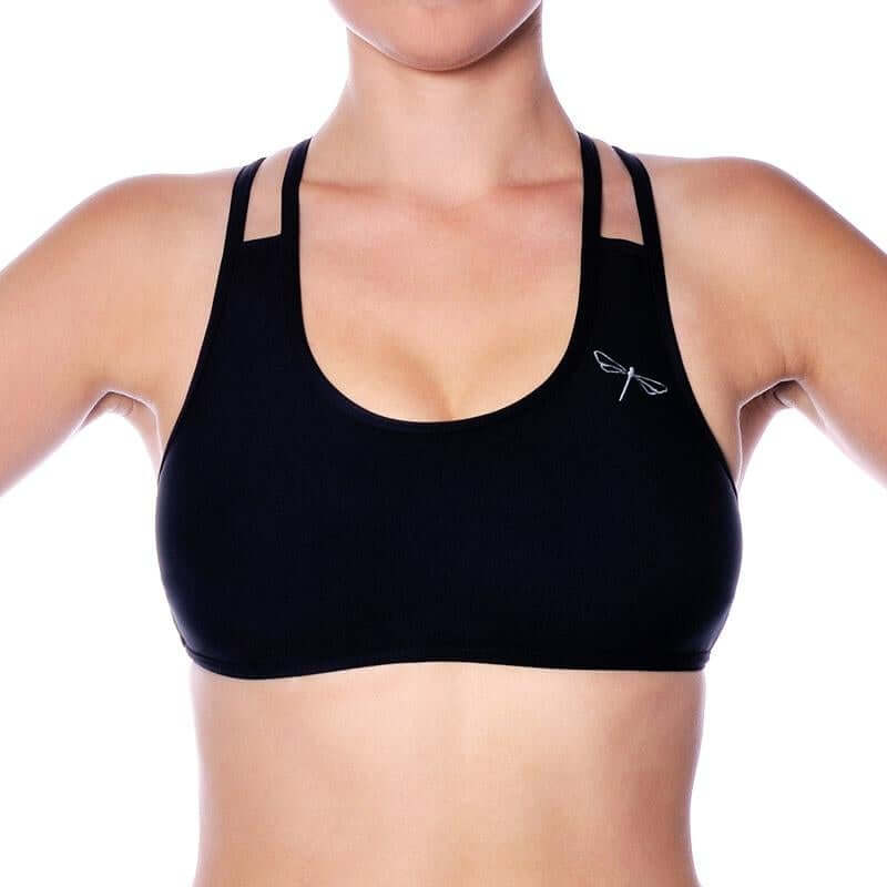 Lycra sports bra Xenia | Sports bra | Color: black | Women's sports bra | Dragonfly Pole Dance Clothes and Bikram Hot Yoga Outfit