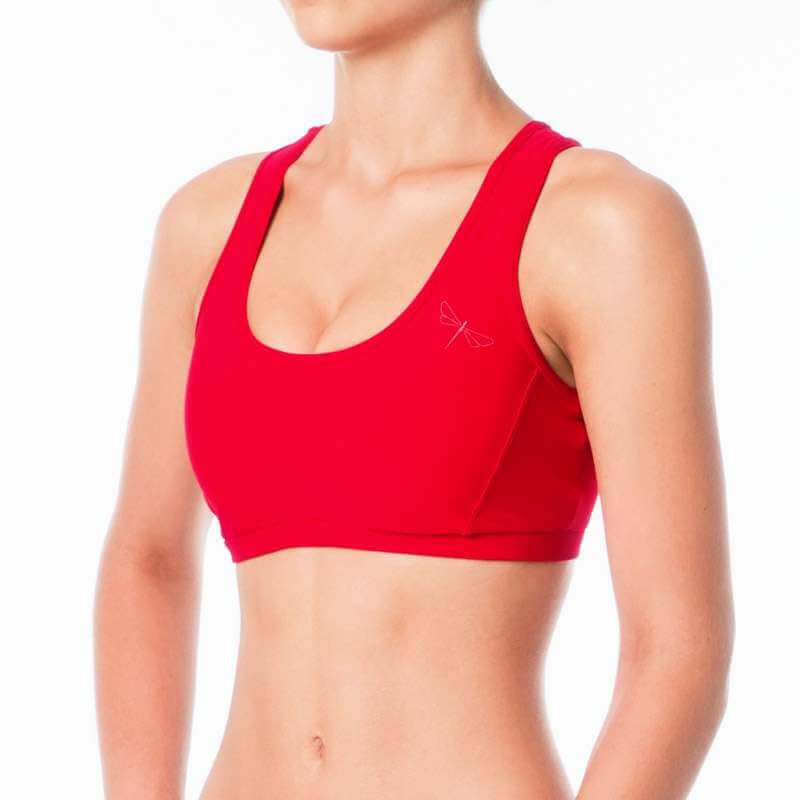 Sporty bra | Sports bra | Color: red | Women's sports bra | Dragonfly Pole Dance Clothes and Bikram Hot Yoga Outfit