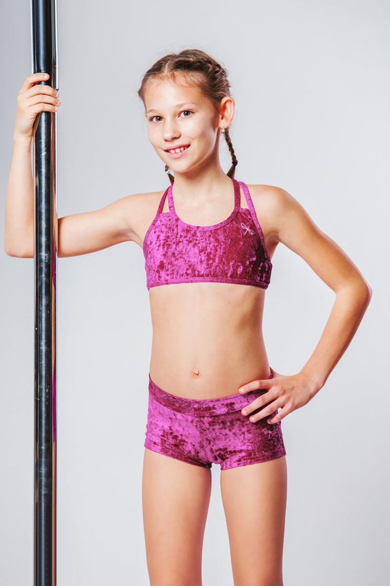 Girls XL 14 16 Sports Bra Pink Purple Gymnastics Dance - Danskin Now Bra Top